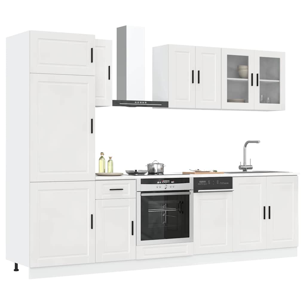 8 Piece Kitchen Cabinet Set Porto High Gloss White Engineered Wood