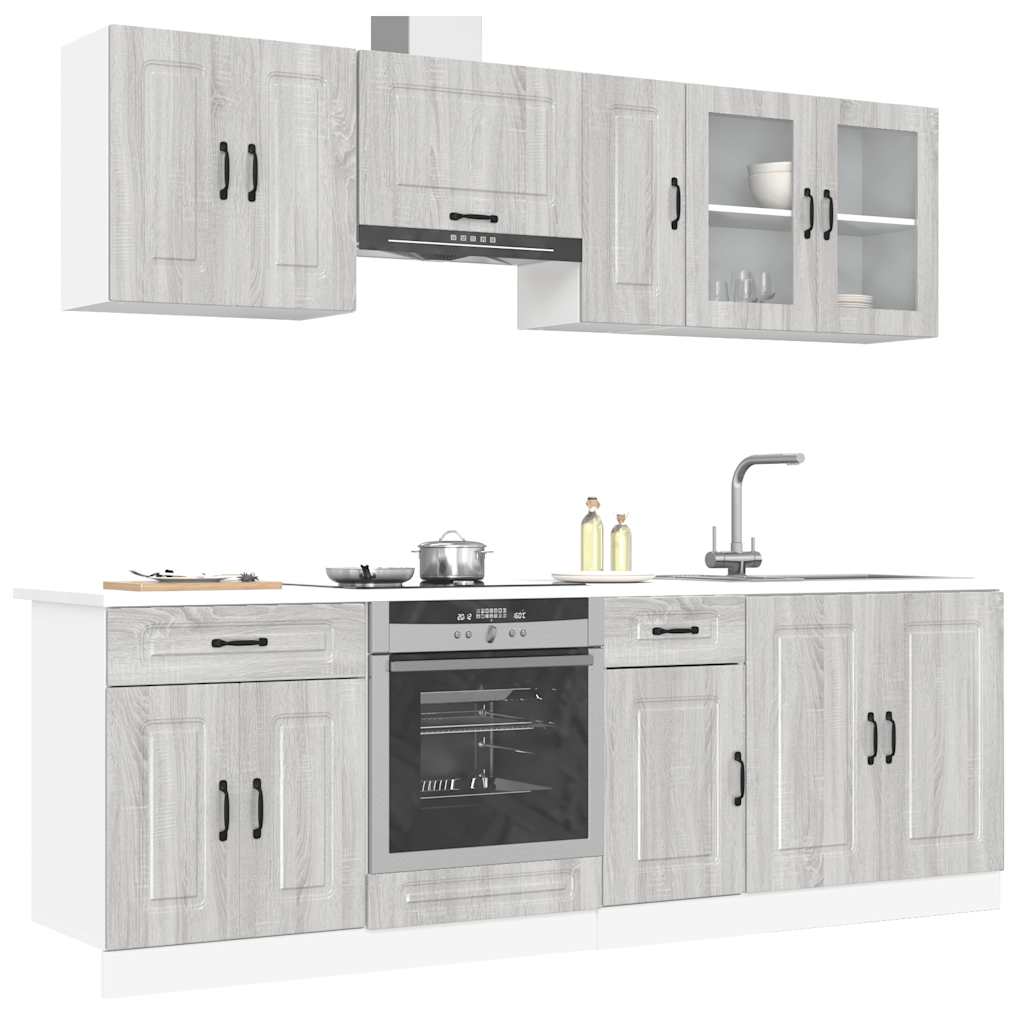8 Piece Kitchen Cabinet Set Kalmar Grey Sonoma Engineered Wood