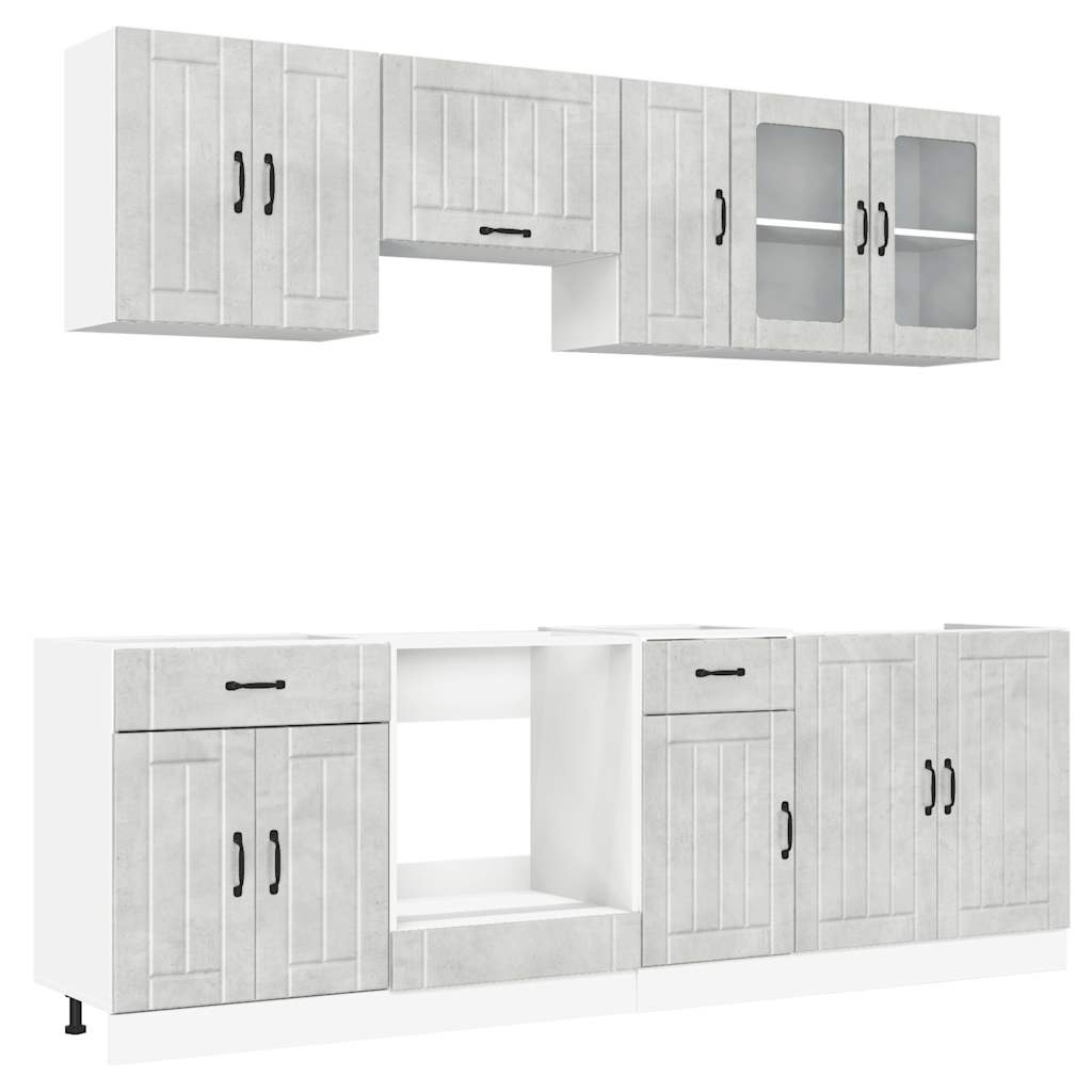8 Piece Kitchen Cabinet Set Lucca Concrete Grey Engineered Wood