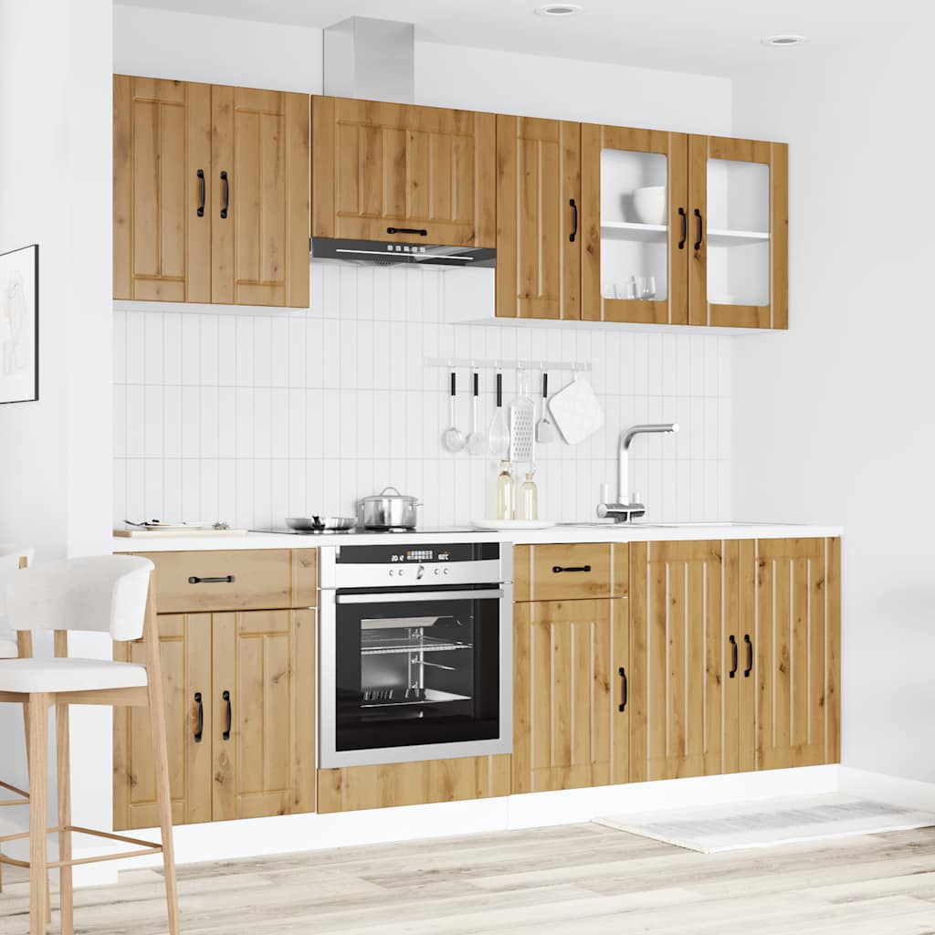 8 Piece Kitchen Cabinet Set Kalmar Artisan Oak Engineered Wood