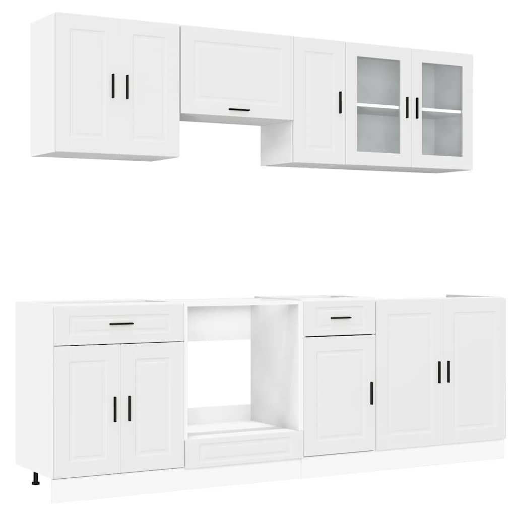 8 Piece Kitchen Cabinet Set Porto White Engineered Wood