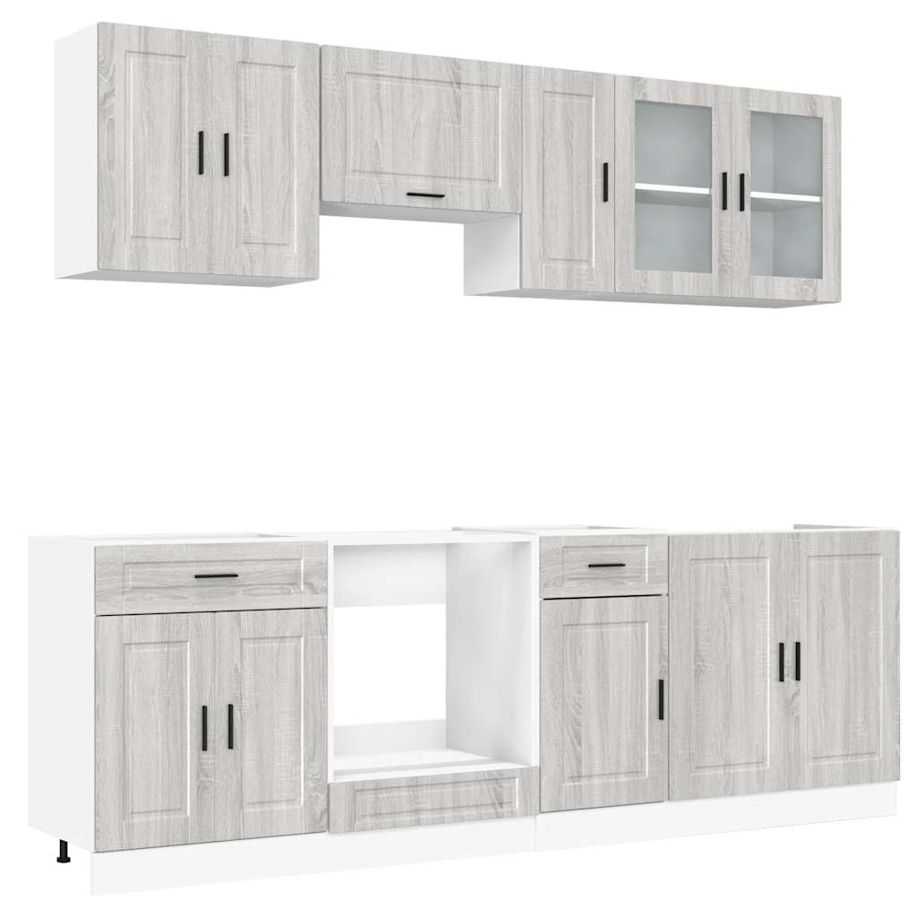 8 Piece Kitchen Cabinet Set Kalmar Grey Sonoma Engineered Wood