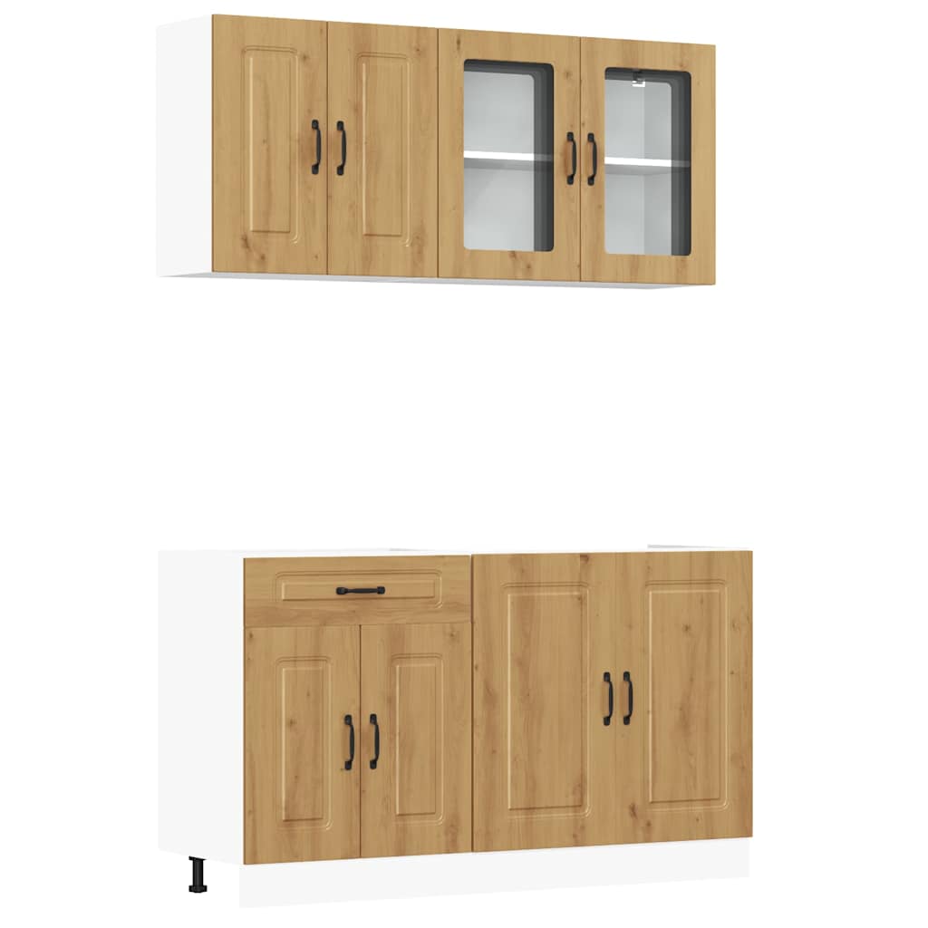 4 Piece Kitchen Cabinet Set Kalmar Artisan Oak Engineered Wood