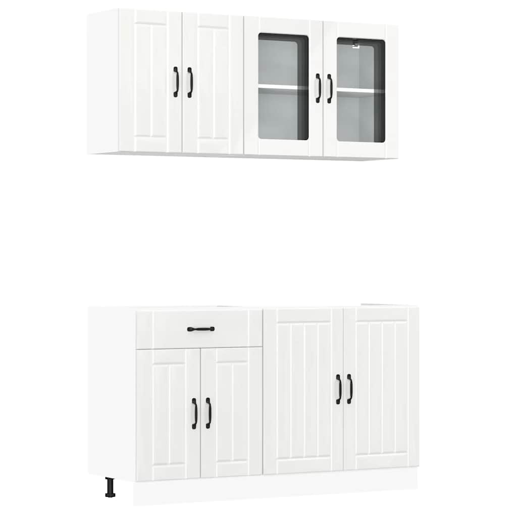 4 Piece Kitchen Cabinet Set Lucca High Gloss White Engineered Wood