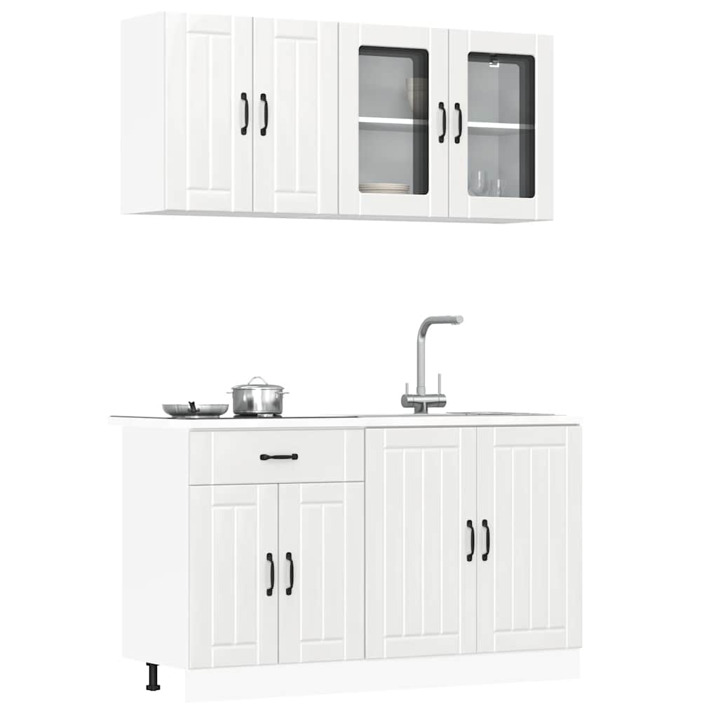 4 Piece Kitchen Cabinet Set Lucca High Gloss White Engineered Wood
