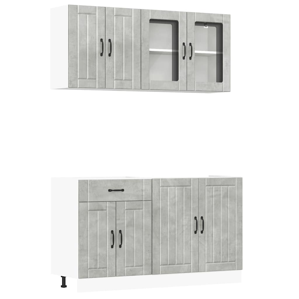 4 Piece Kitchen Cabinet Set Lucca Concrete Grey Engineered Wood