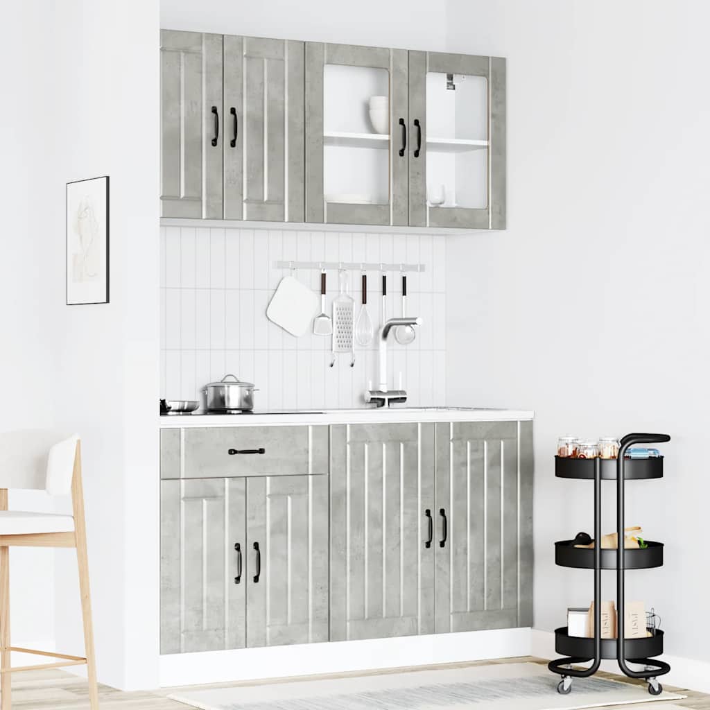 4 Piece Kitchen Cabinet Set Lucca Concrete Grey Engineered Wood