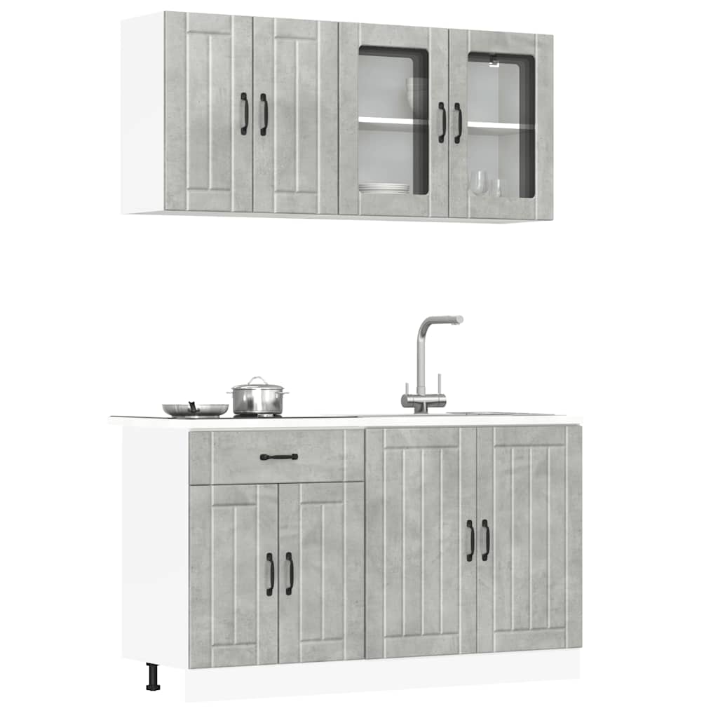 4 Piece Kitchen Cabinet Set Lucca Concrete Grey Engineered Wood