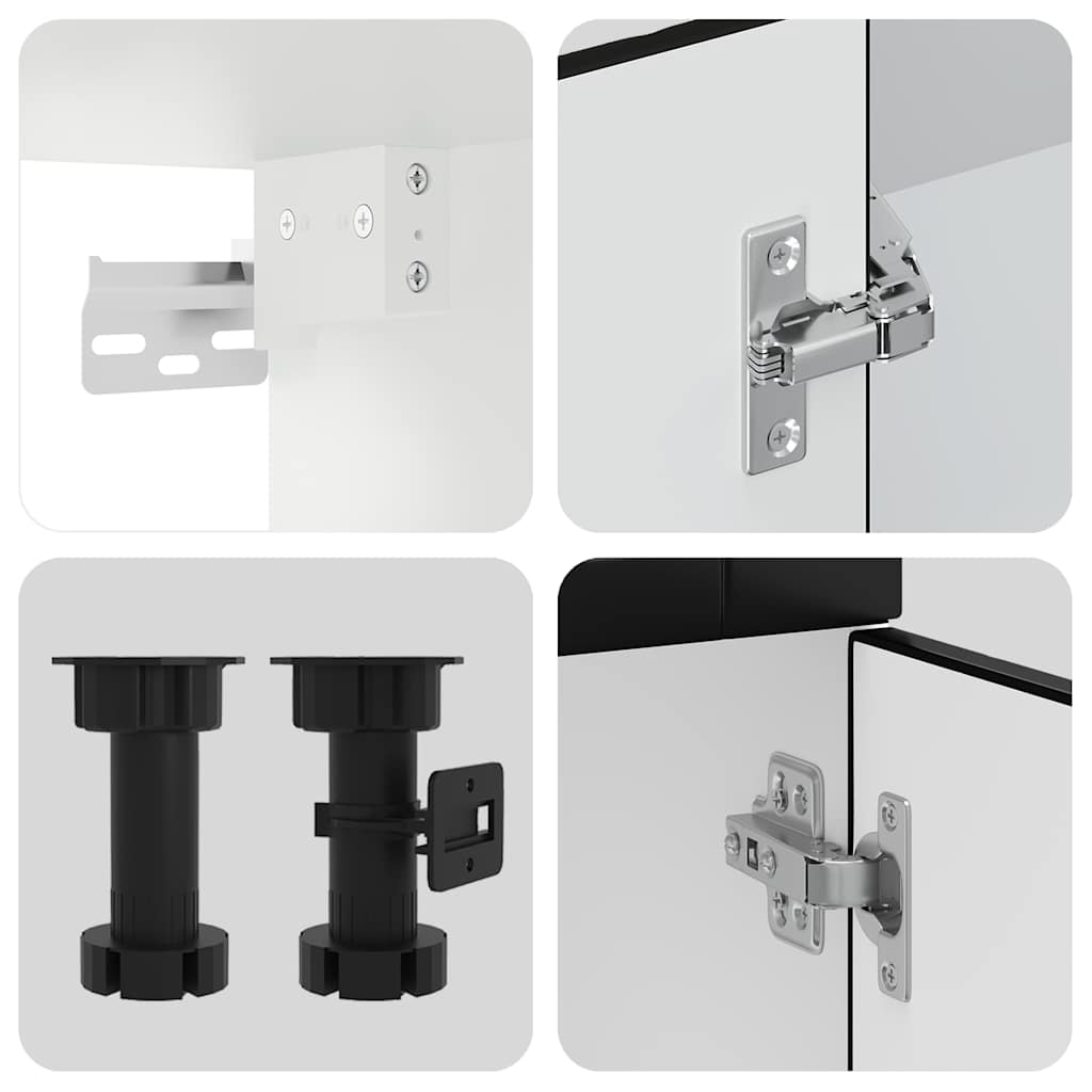 4 Piece Kitchen Cabinet Set Porto Black Engineered Wood