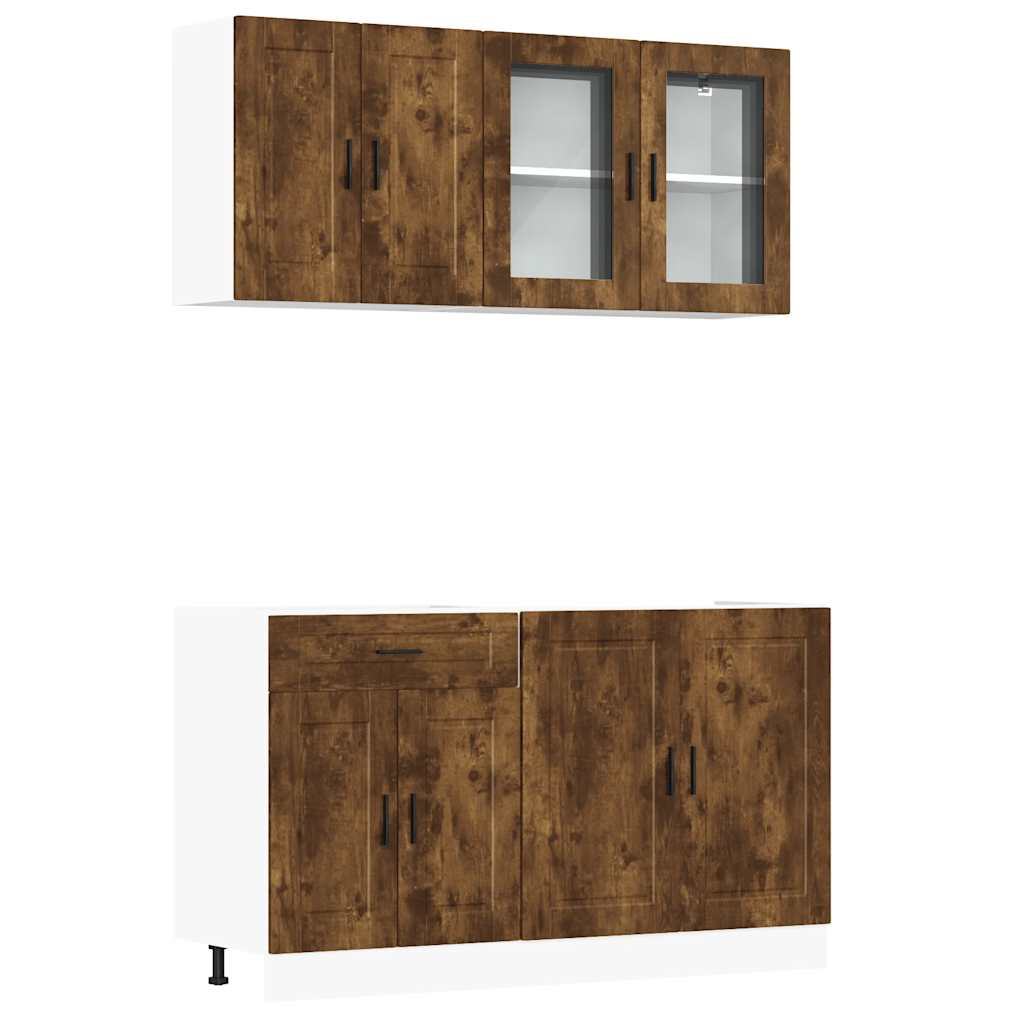 4 Piece Kitchen Cabinet Set Porto Smoked Oak Engineered Wood