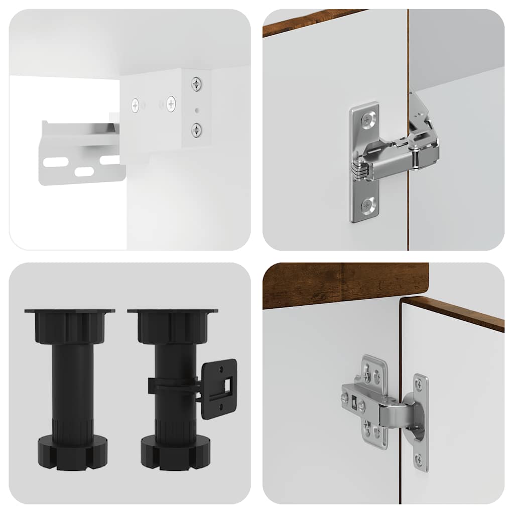 4 Piece Kitchen Cabinet Set Porto Smoked Oak Engineered Wood