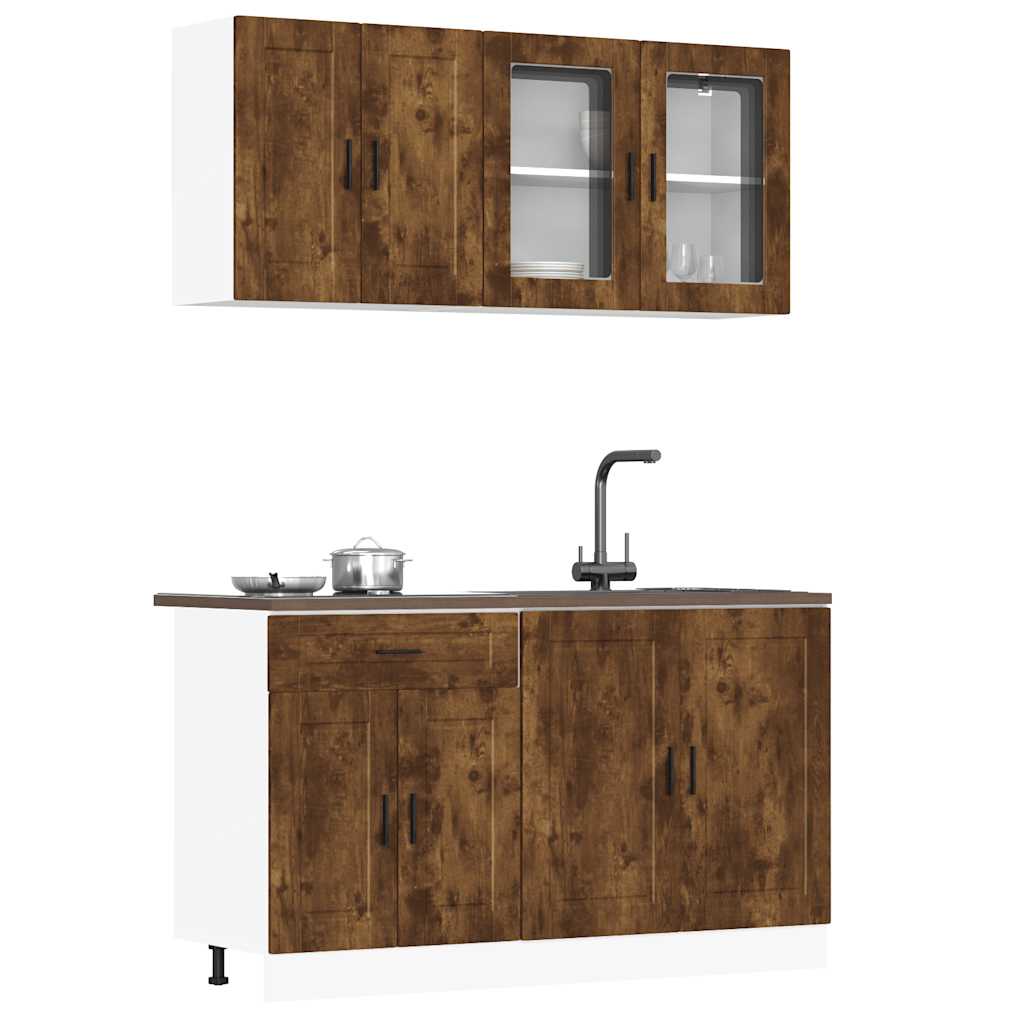 4 Piece Kitchen Cabinet Set Porto Smoked Oak Engineered Wood