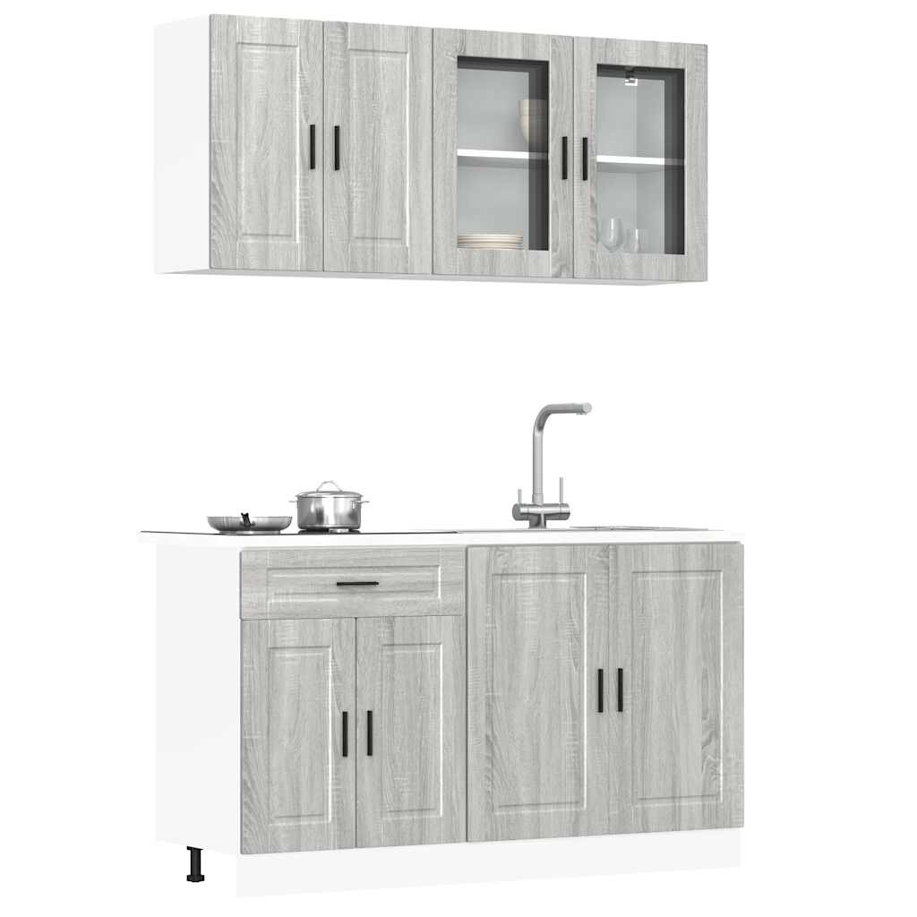4 Piece Kitchen Cabinet Set Porto Grey Sonoma Engineered Wood