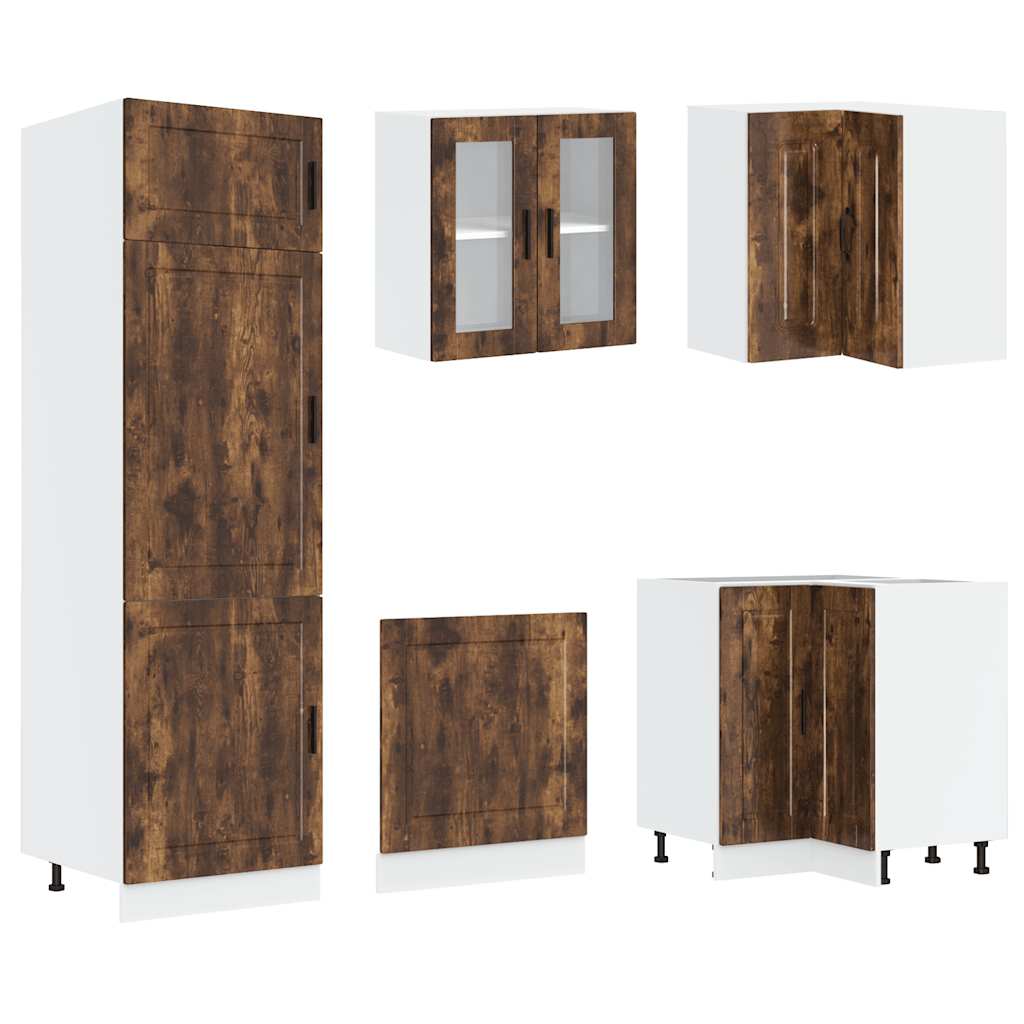 14 Piece Kitchen Cabinet Set Porto Smoked Oak Engineered Wood