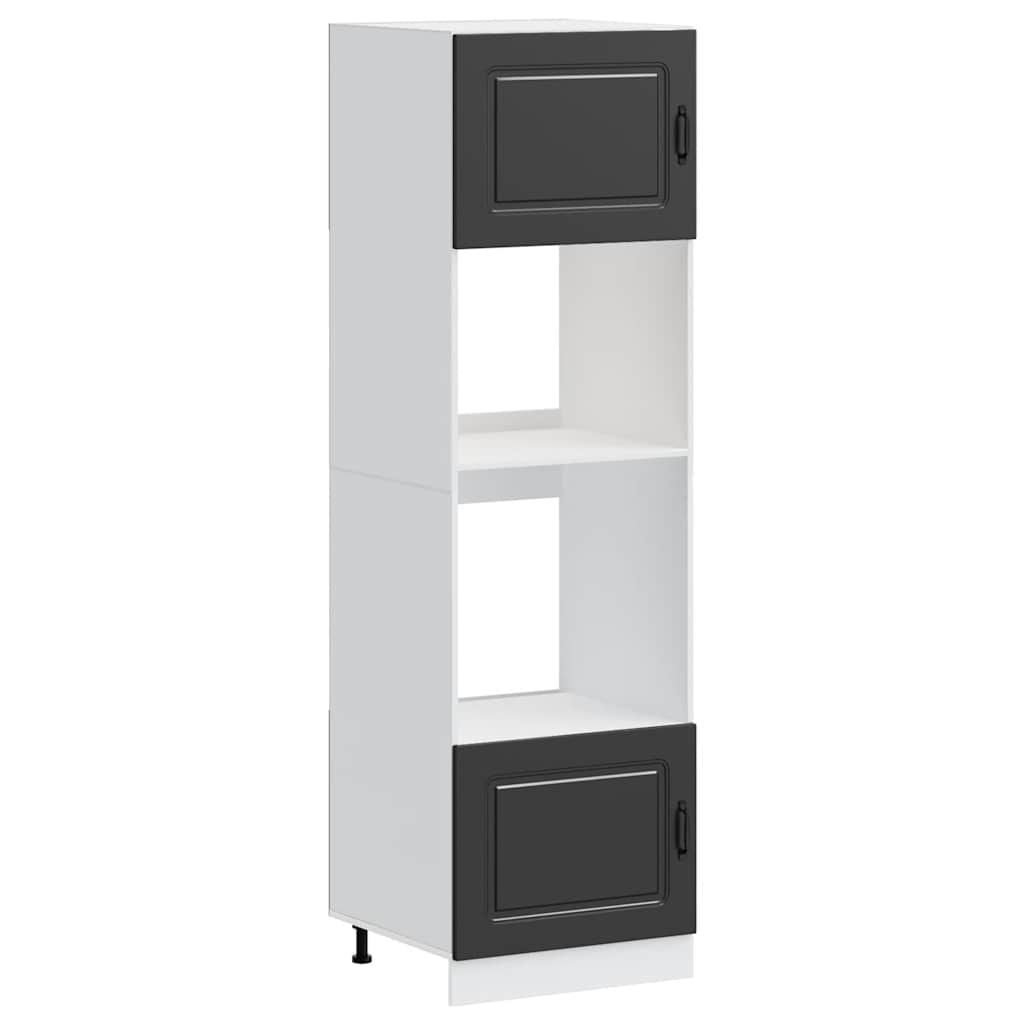 Oven Cabinets 2 pcs Kalmar Black Engineered Wood