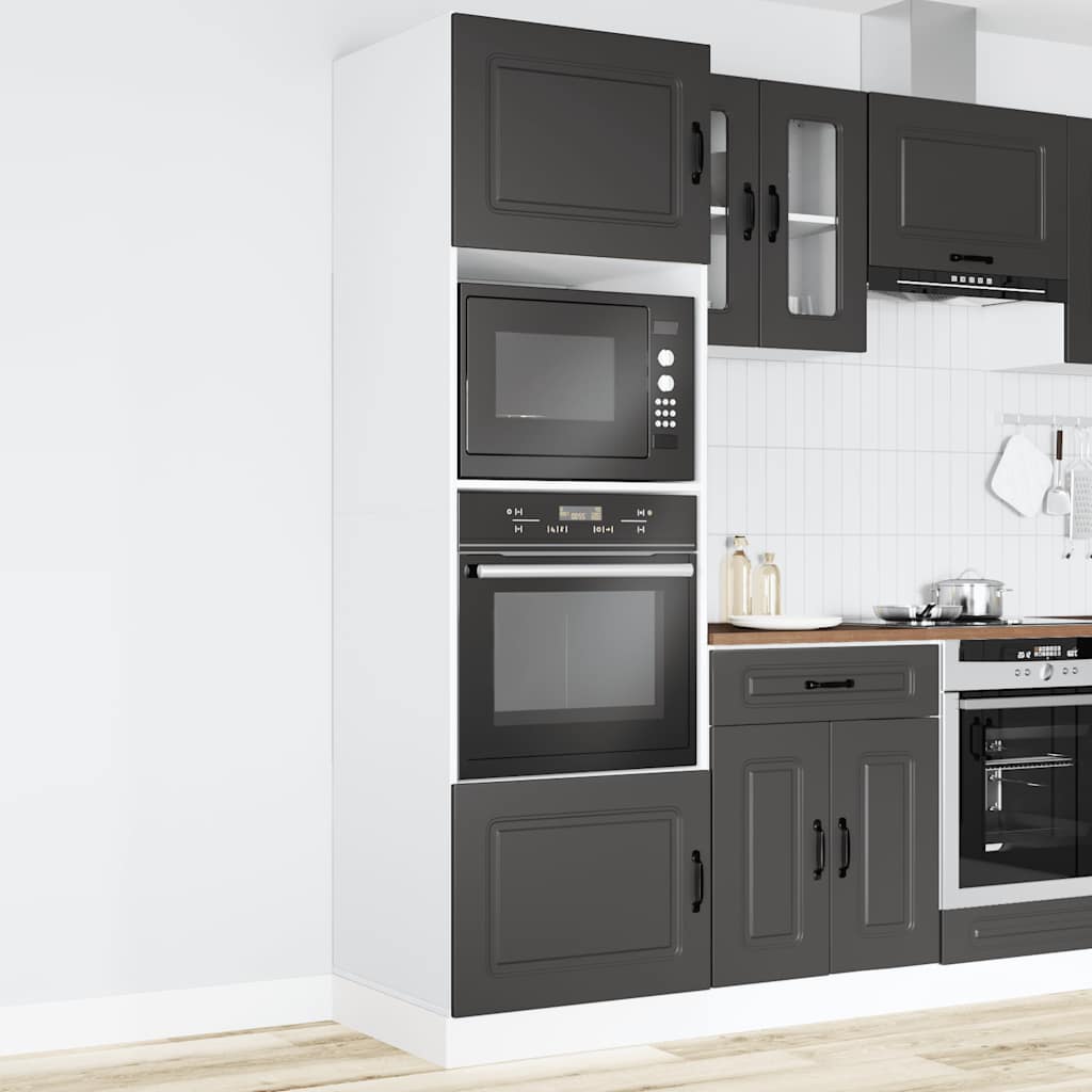 Oven Cabinets 2 pcs Kalmar Black Engineered Wood