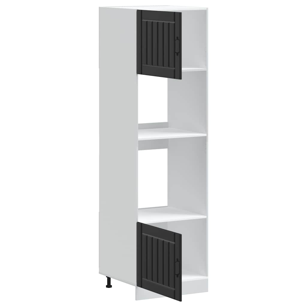 Oven Cabinets 2 pcs Lucca Black Engineered Wood