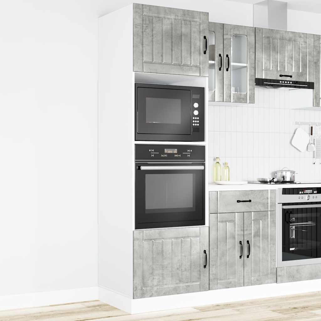 Oven Cabinets 2 pcs Lucca Concrete Grey Engineered Wood