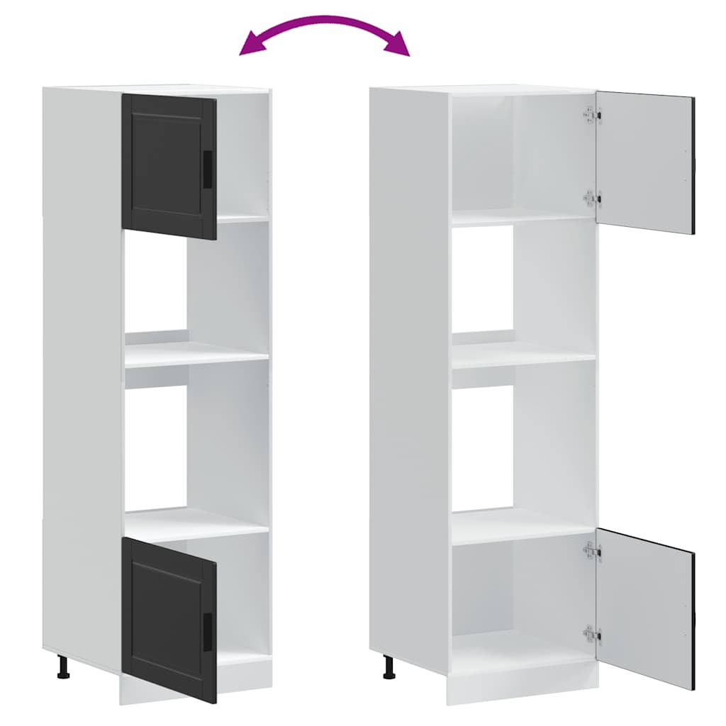 Oven Cabinets 2 pcs Porto Black Engineered Wood