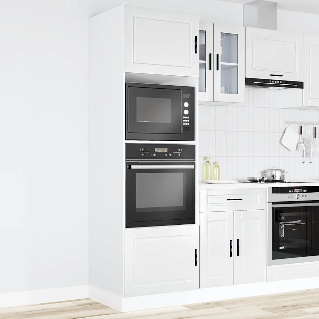 Oven Cabinets 2 pcs Porto Gloss White Engineered Wood