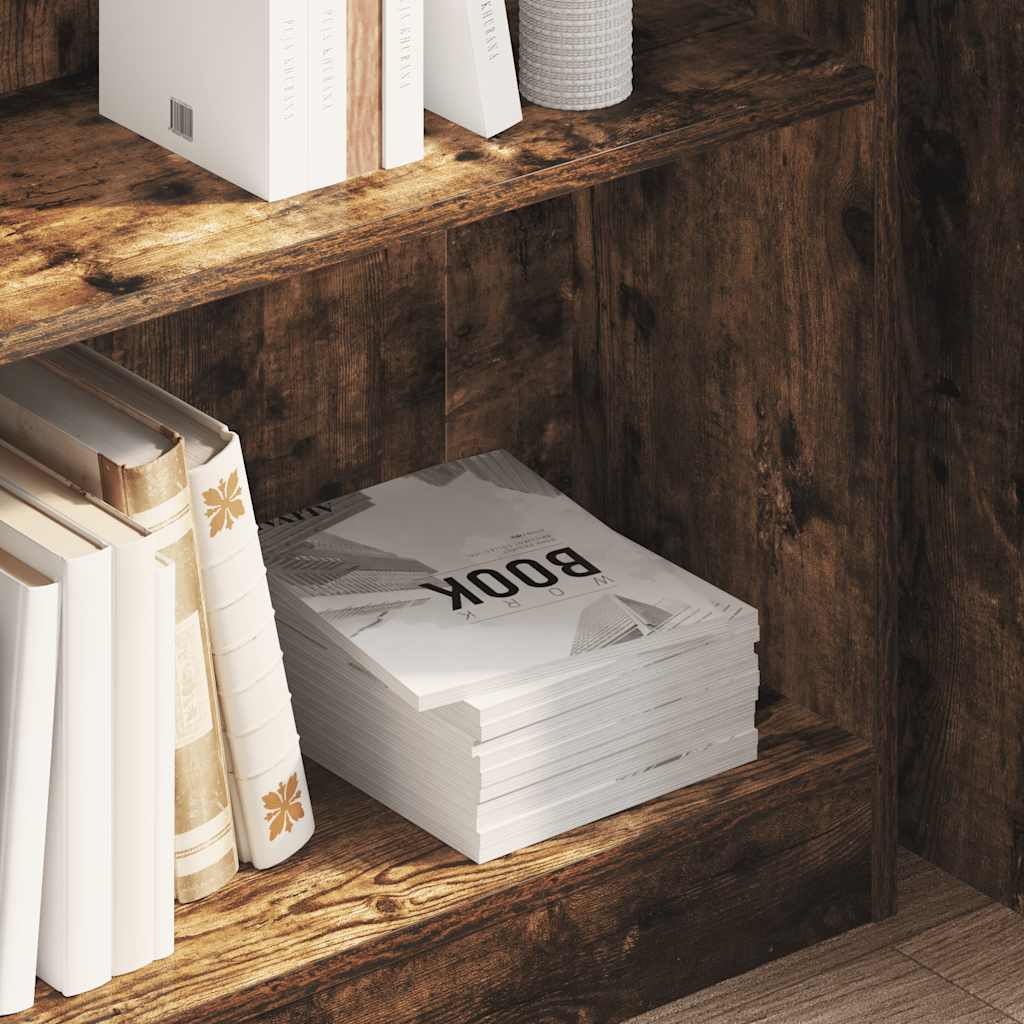 Bookcase Smoked Oak 80x24x76 cm Engineered Wood