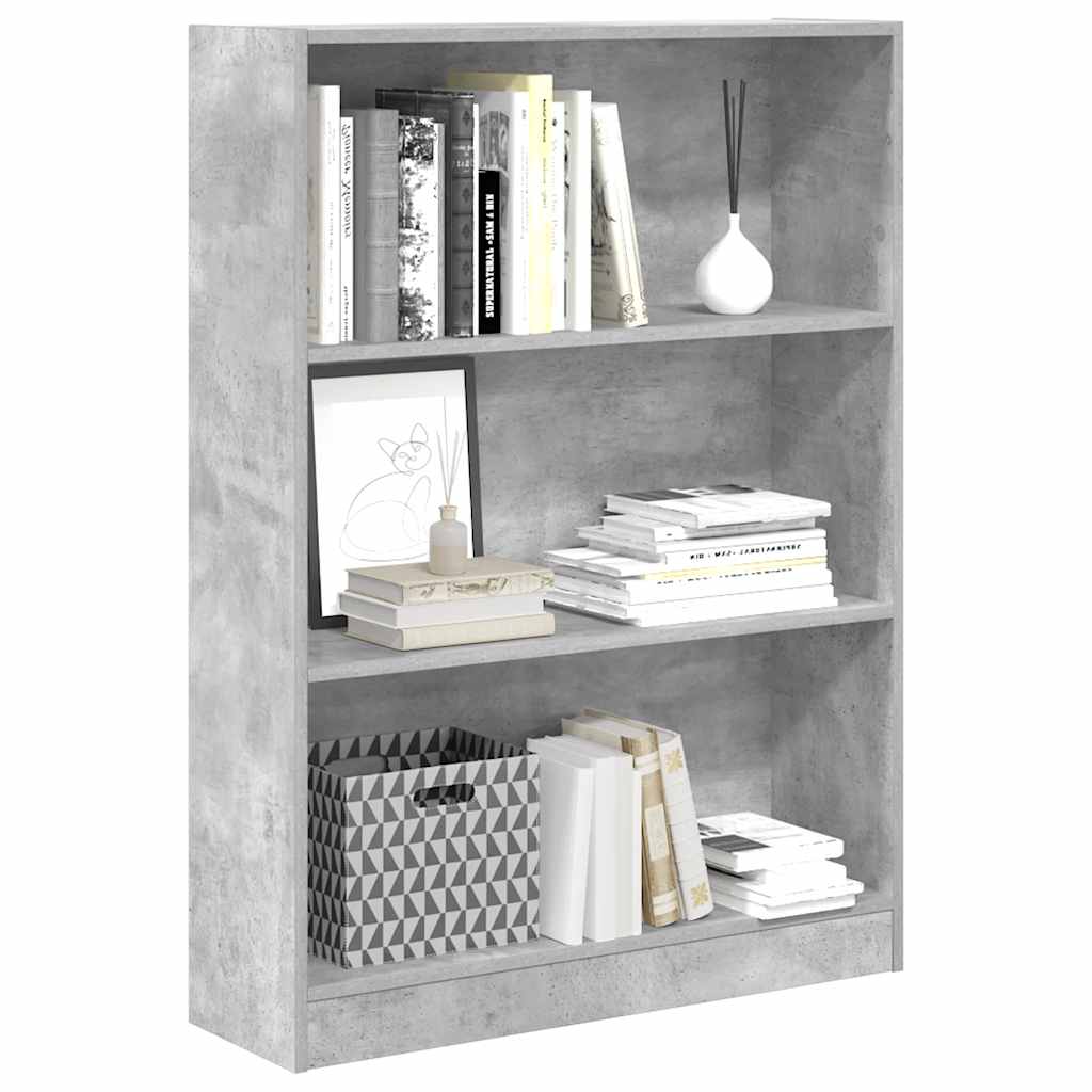 Bookcase Concrete Grey 80x24x109 cm Engineered Wood