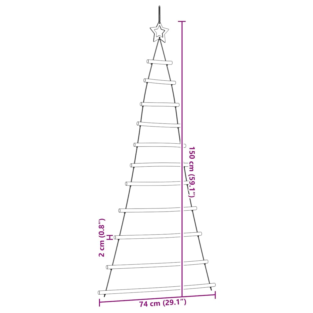  Hanging Christmas Tree with Top Star 74x150 cm Natural Branch