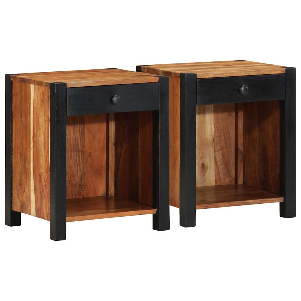 Bedside Cabinet 2 pcs Brown 40 x 35 x 50 cm Solid acacia wood