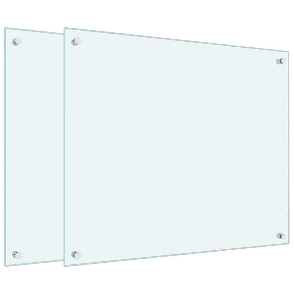 Kitchen Backsplashes 2 pcs White 70x60 cm Tempered Glass