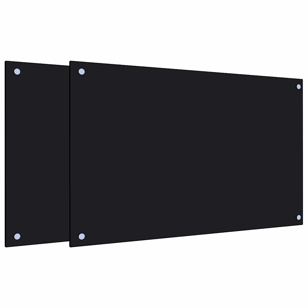 Kitchen Backsplashes 2 pcs Black 80x50 cm Tempered Glass