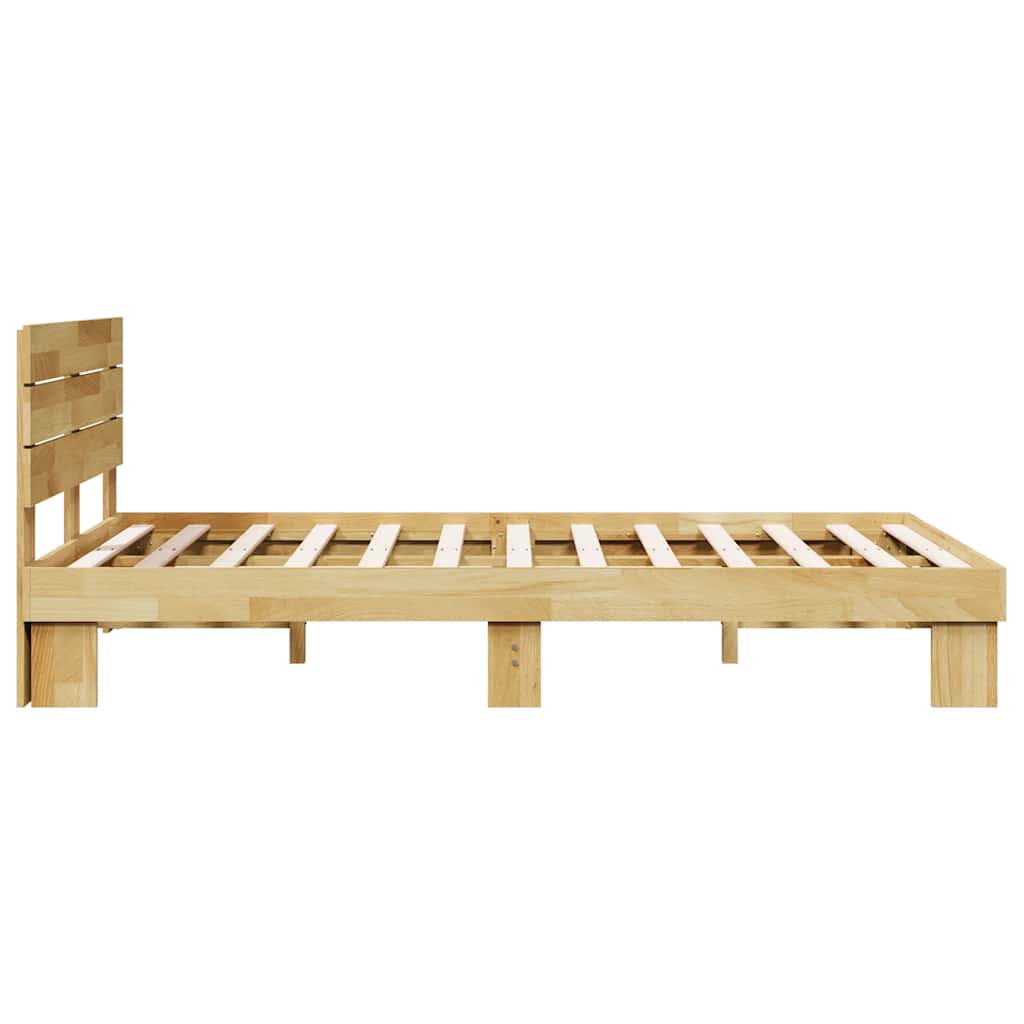 Bed Frame with Headboard without Mattress 120x200 cm Solid Wood Oak