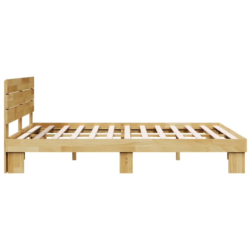 Bed Frame with Headboard without Mattress 140x200 cm Solid Wood Oak