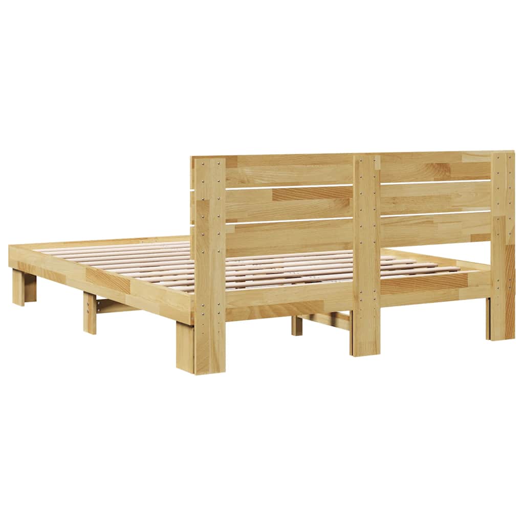 Bed Frame with Headboard without Mattress 135x190 cm Solid Wood Oak