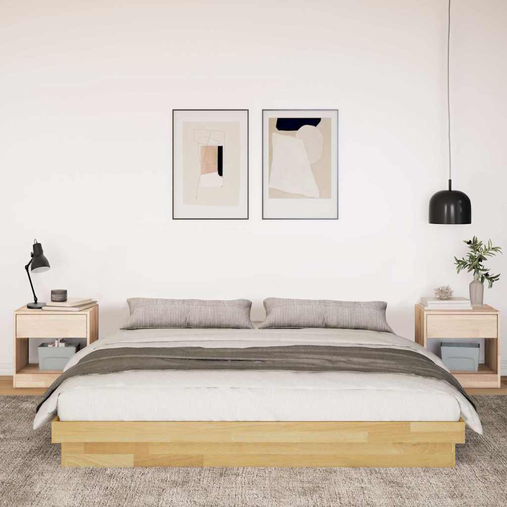Bed Frame without Mattress 200x200 cm Solid Wood Oak