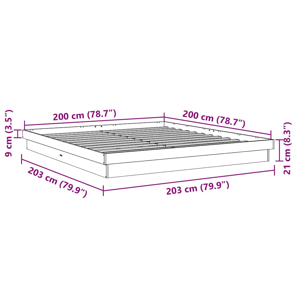 Bed Frame without Mattress 200x200 cm Solid Wood Oak