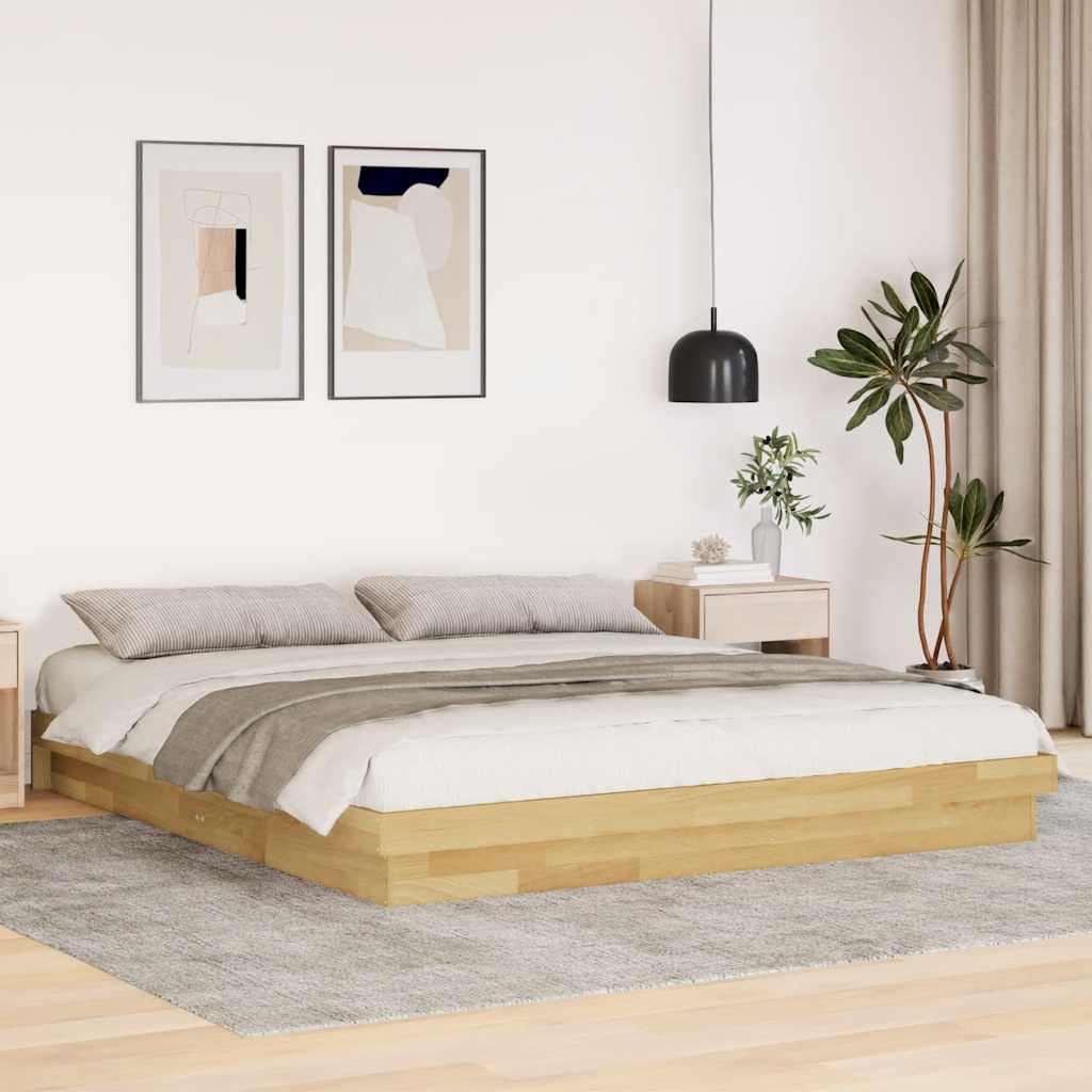 Bed Frame without Mattress 200x200 cm Solid Wood Oak
