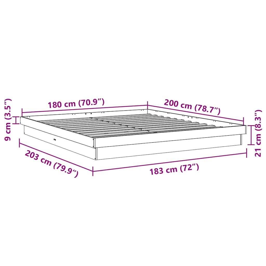Bed Frame without Mattress 180x200 cm Super King Solid Wood Oak