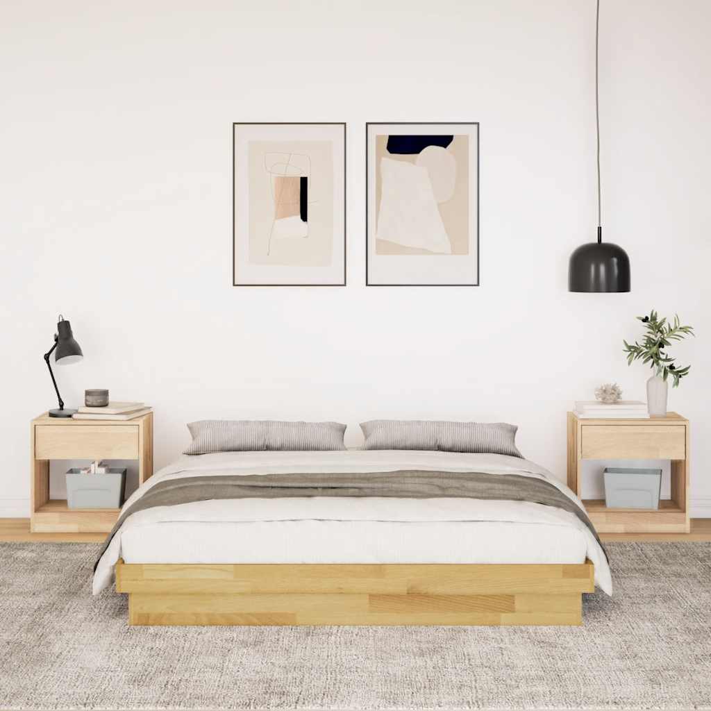 Bed Frame without Mattress 160x200 cm Solid Wood Oak