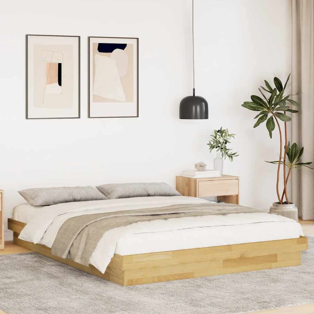 Bed Frame without Mattress 160x200 cm Solid Wood Oak