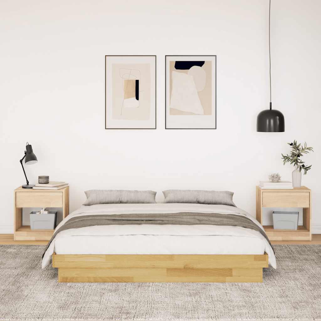 Bed Frame without Mattress 150x200 cm King Size Solid Wood Oak