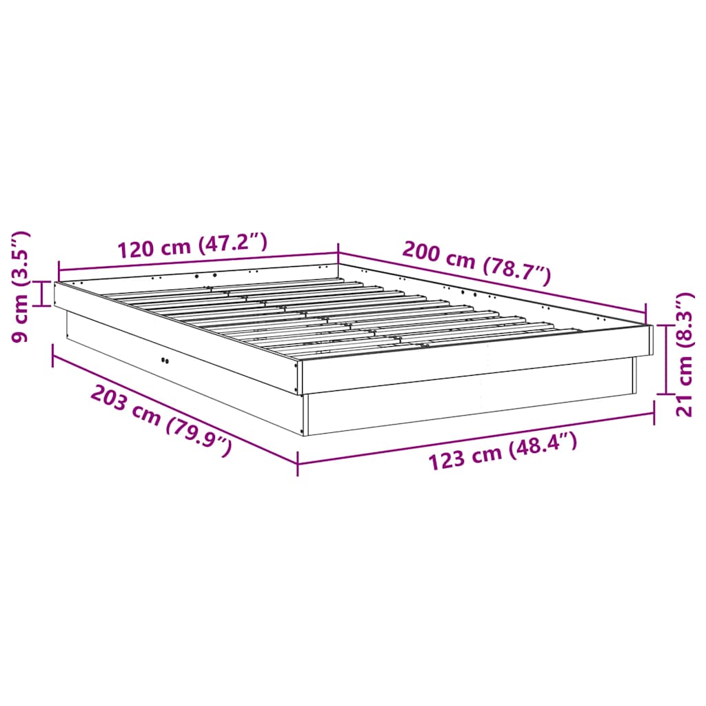 Bed Frame without Mattress 120x200 cm Solid Wood Oak