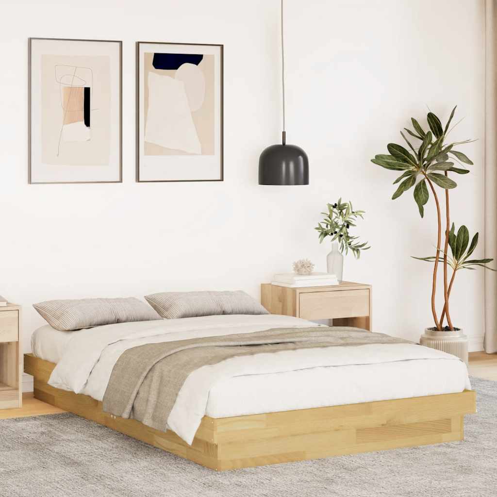 Bed Frame without Mattress 120x200 cm Solid Wood Oak