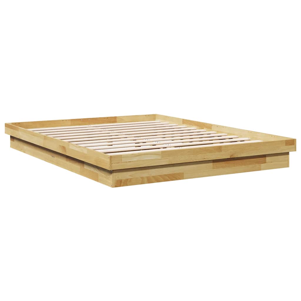 Bed Frame without Mattress 135x190 cm Double Solid Wood Oak