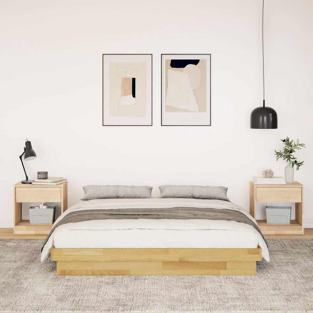Bed Frame without Mattress 135x190 cm Double Solid Wood Oak