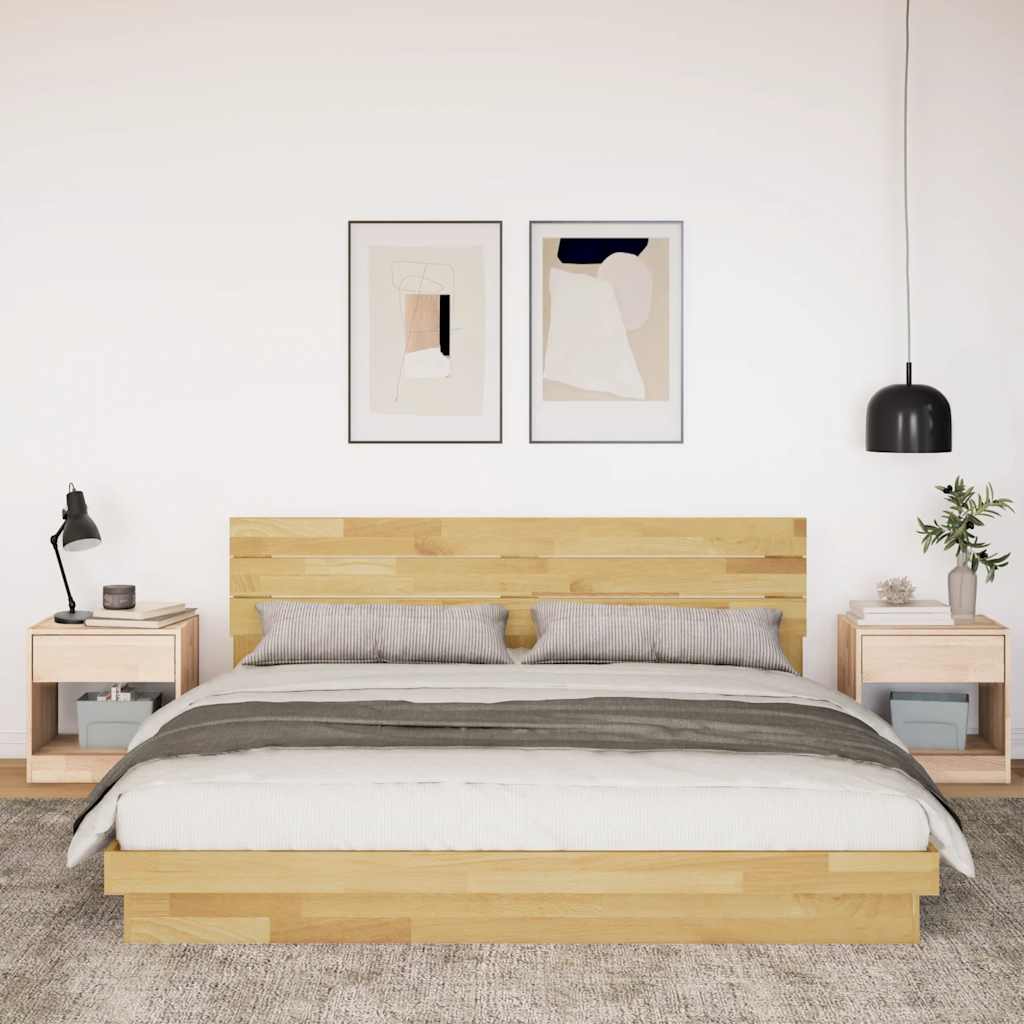 Bed Frame with Headboard without Mattress 200x200 cm Solid Wood Oak