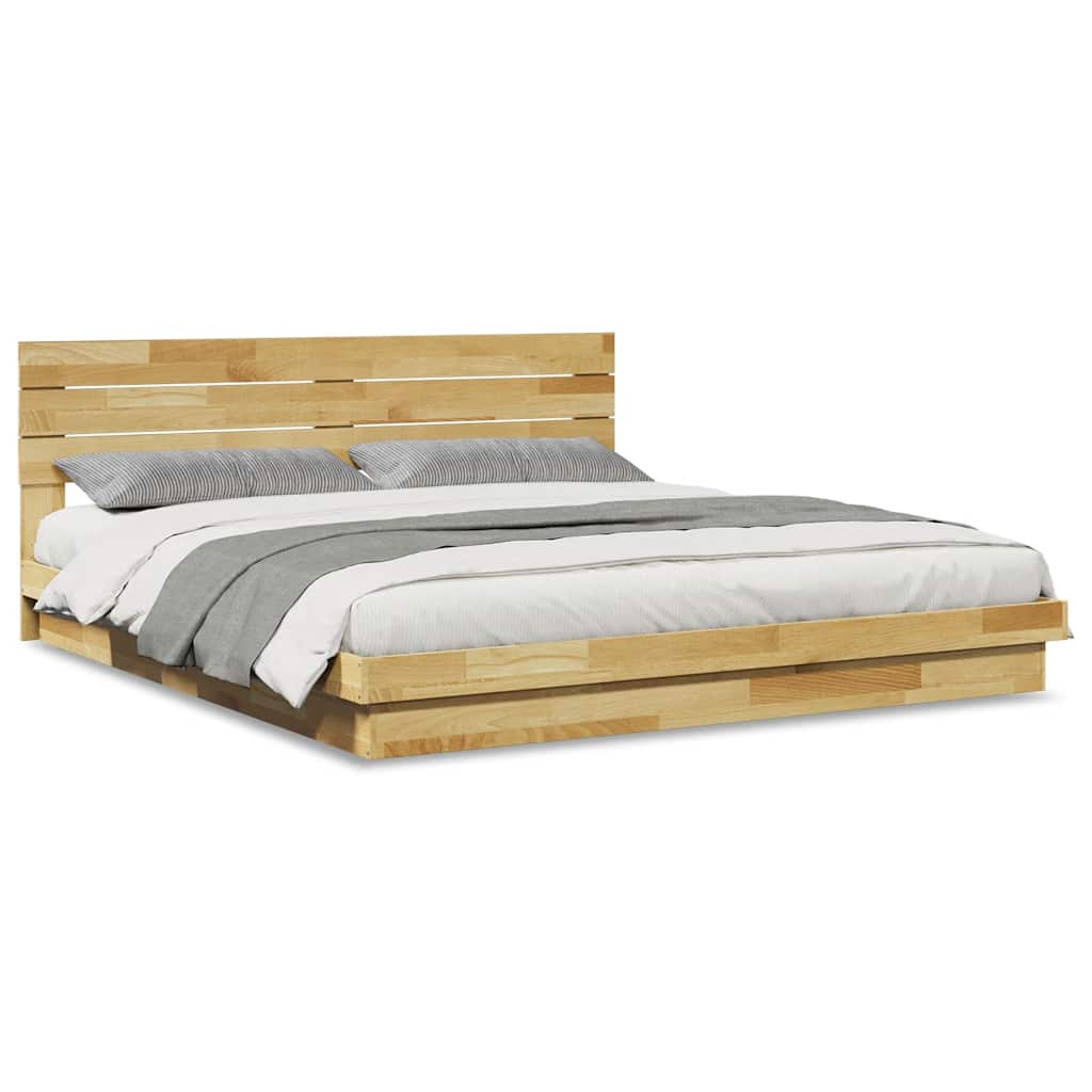 Bed Frame with Headboard without Mattress 180x200 cm Super King Solid Wood Oak