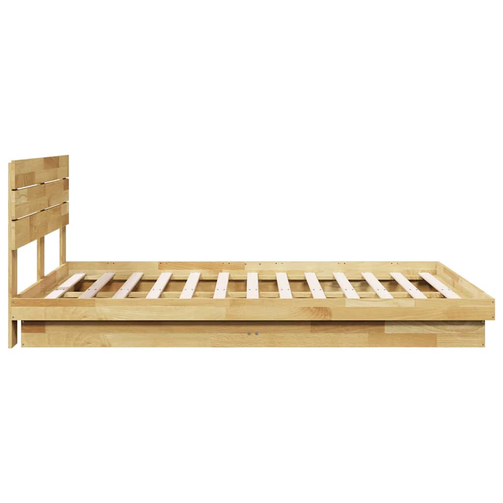 Bed Frame with Headboard without Mattress 150x200 cm King Size Solid Wood Oak