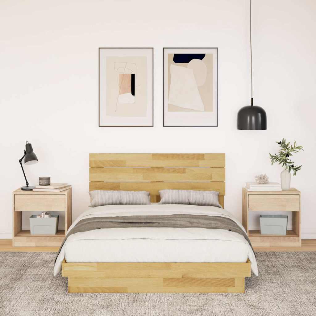 Bed Frame with Headboard without Mattress 120x200 cm Solid Wood Oak