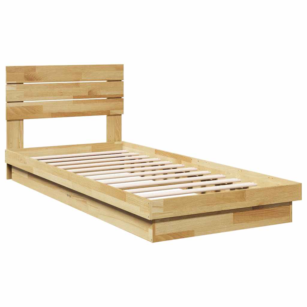 Bed Frame with Headboard without Mattress 100x200 cm Solid Wood Oak