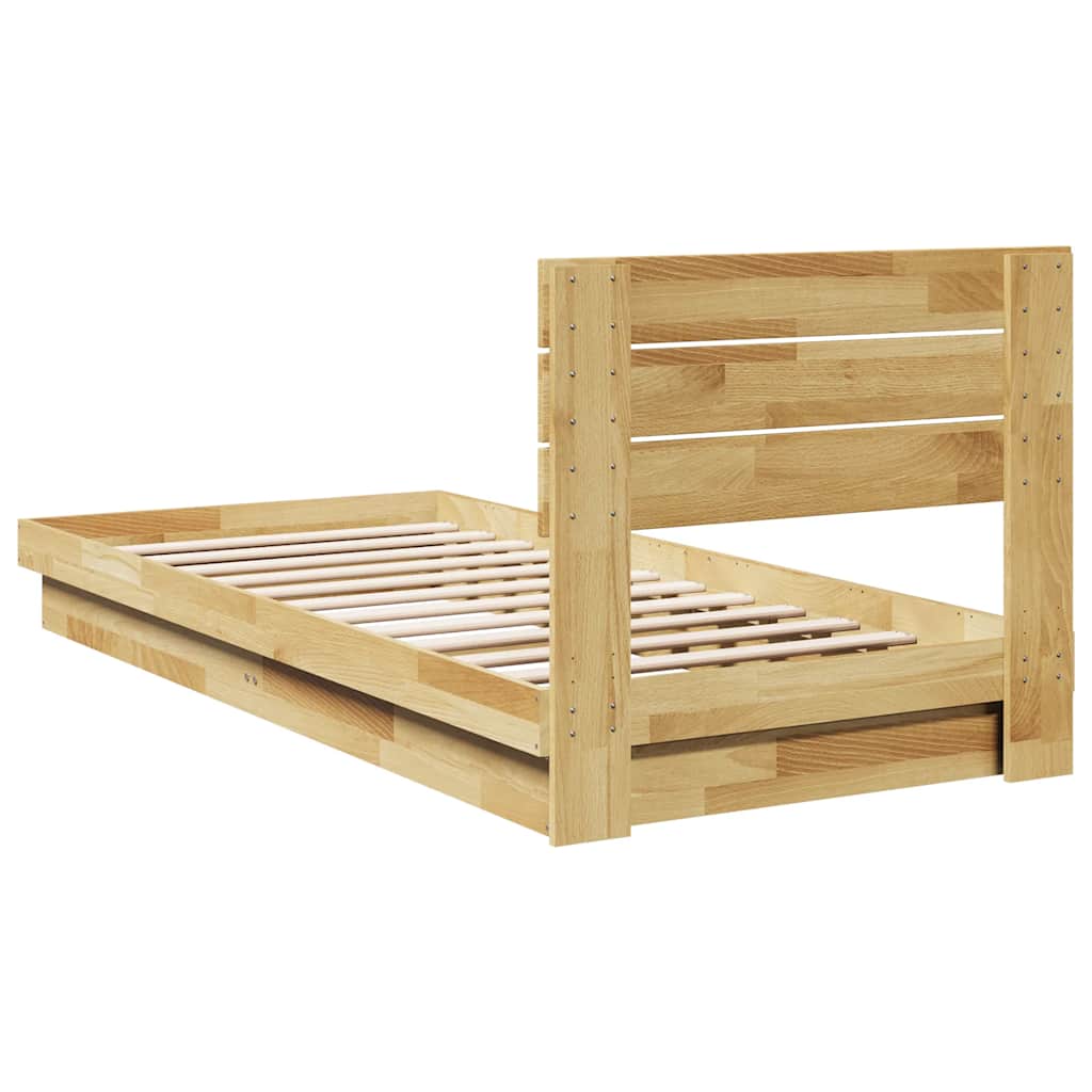 Bed Frame with Headboard without Mattress 100x200 cm Solid Wood Oak